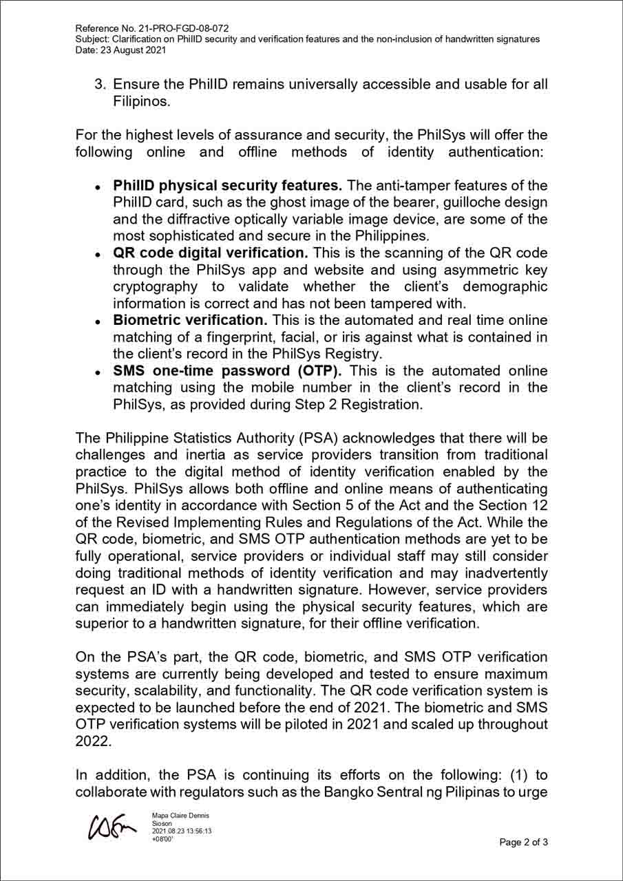 PSA Advisory - Clarification on PhilID security and verification 2