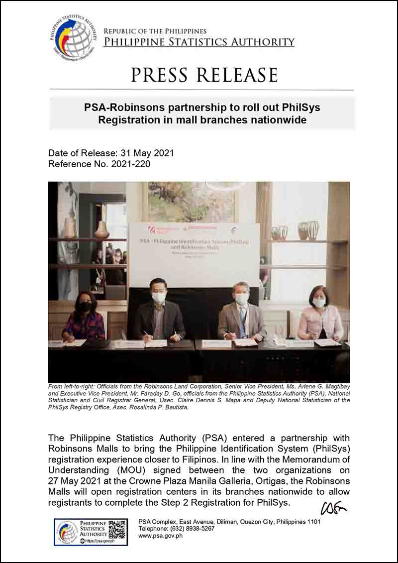 PSA and Robinsons Malls sign agreement Philsys National ID 1