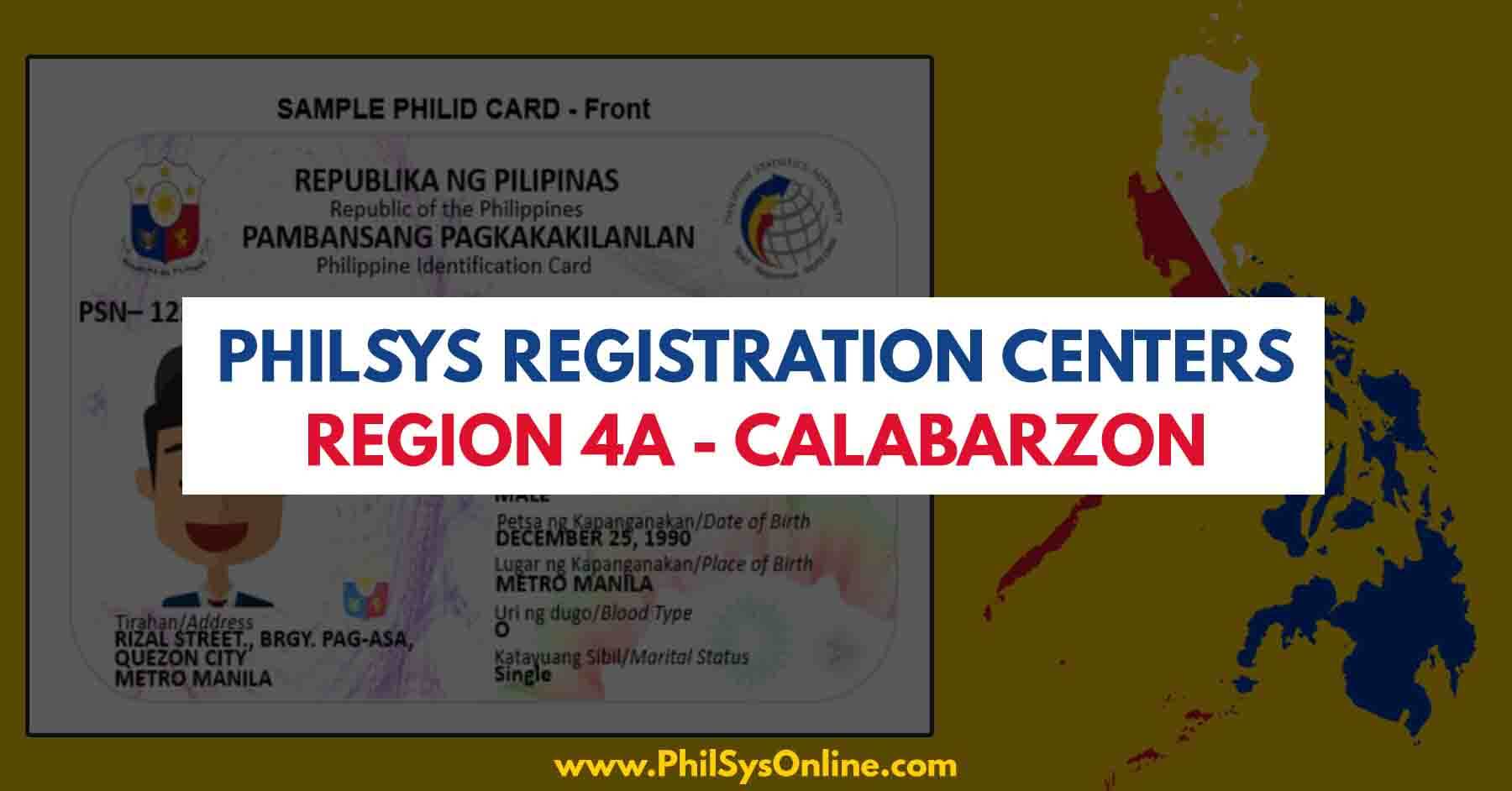 philsys registration centers region 4a calabarzon philippines