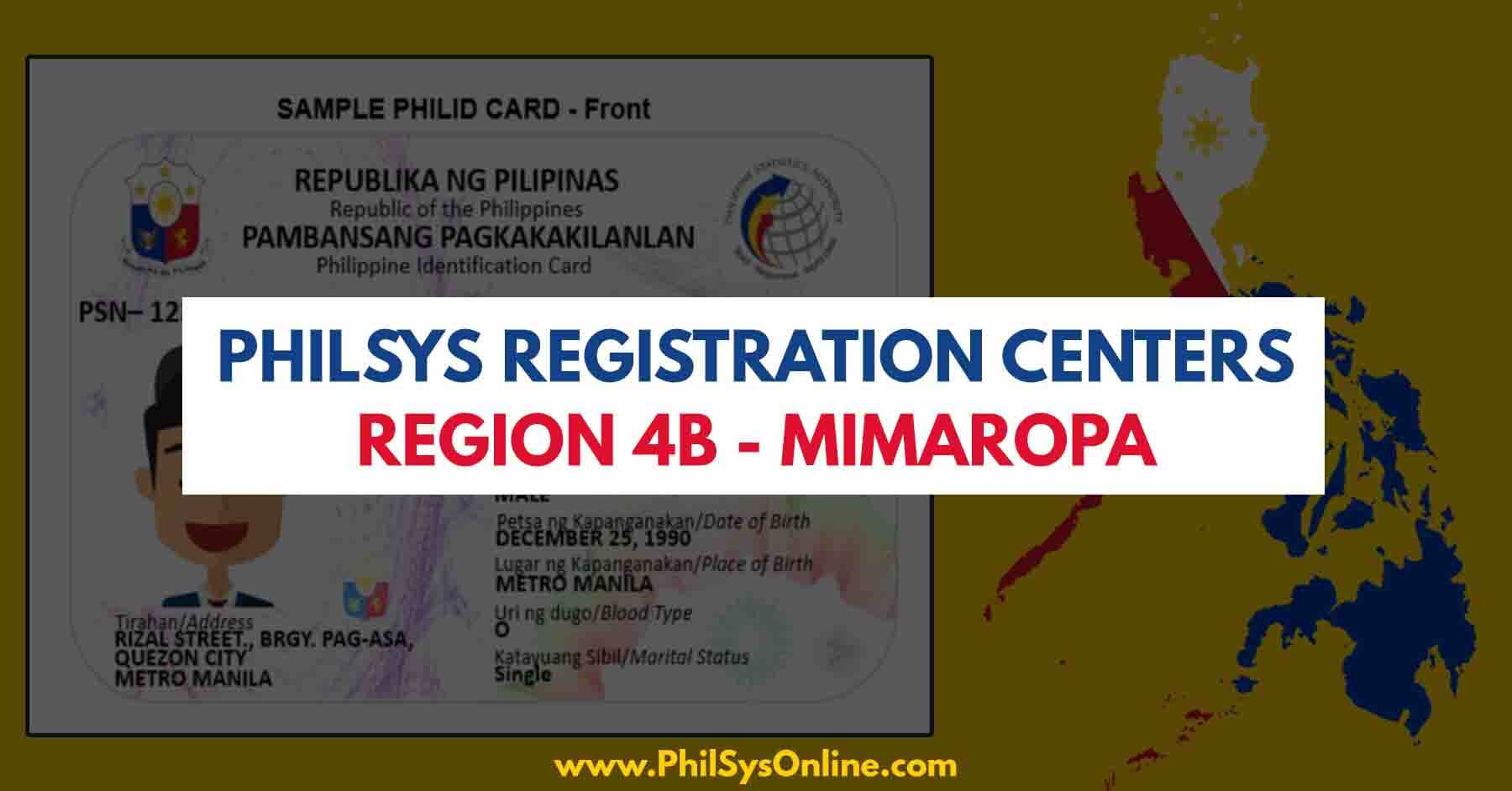 philsys registration centers region 4b mimaropa philippines