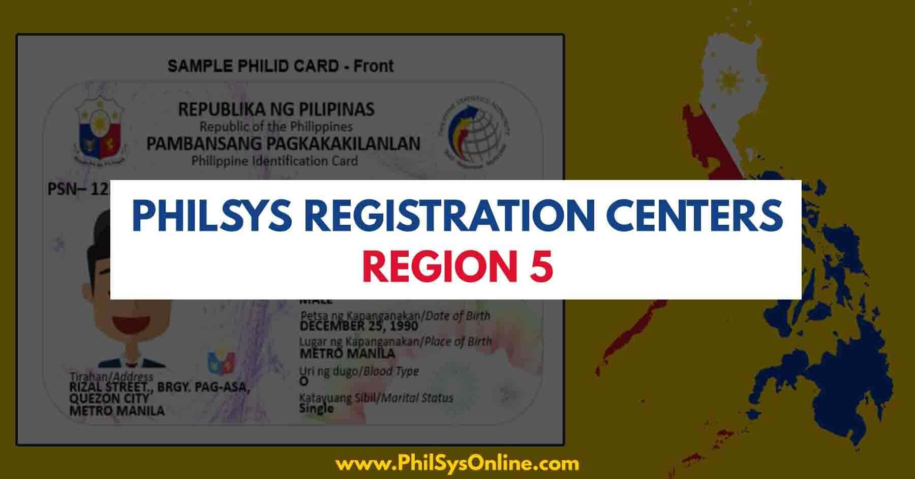 philsys registration centers region 5 philippines